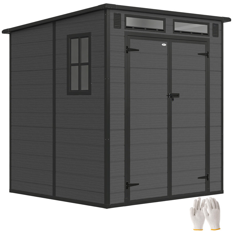 Garden Storage Shed, Dark Grey