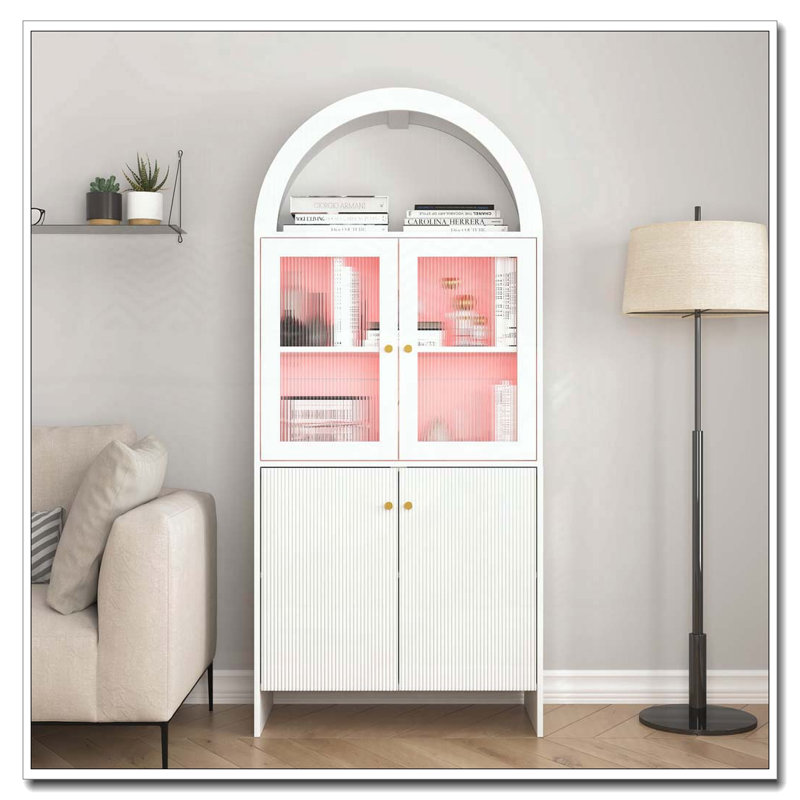 Armoire de rangement Arch avec éclairage DEL, Blanc