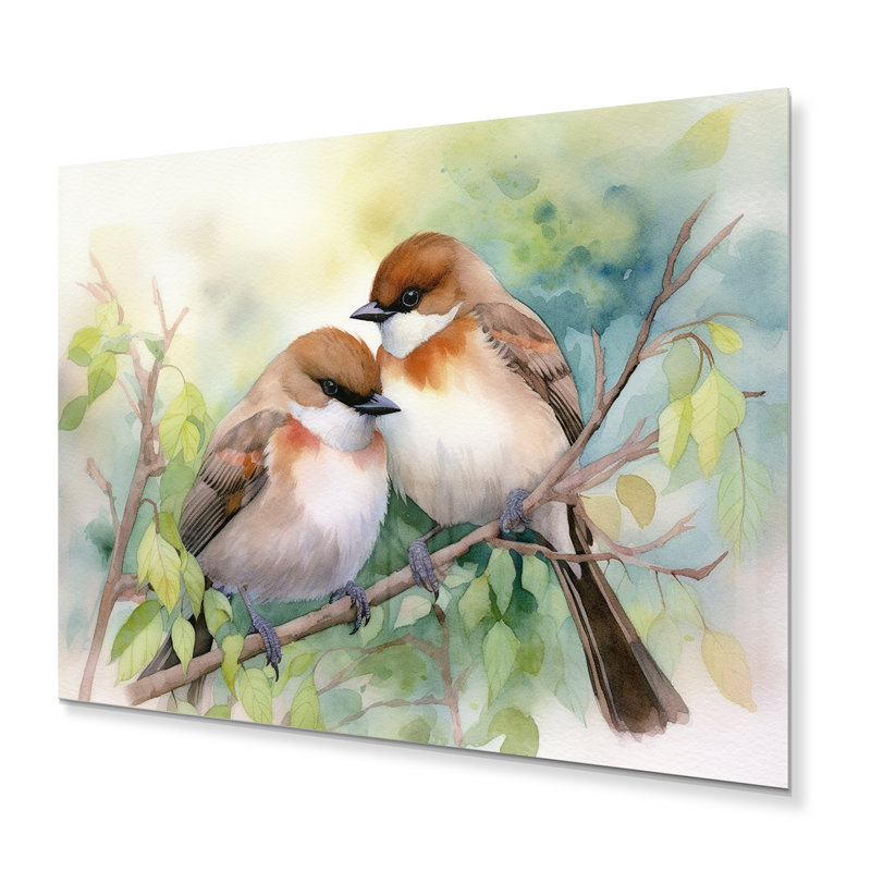 Oiseaux du printemps III - animaux, art mural en métal, H 16 po x l 32 po x P 1 po