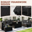 Ensemble de conversation pour patio en osier pour 6 personnes avec coussins, table basse et table de foyer d'extérieur 44 po Caradog-1396432009