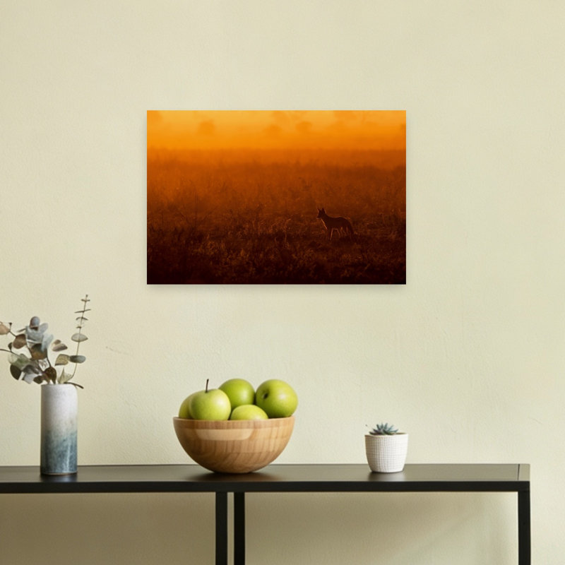 Golden Hour Jackal Serene Tranquil Abstract Fox Animal Landscape Wall Art Print, 30.48cm H x 45.72cm W