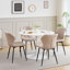Set Of 4 Dining Chairs - Scandinavian Style Dining Chairs - Linen Upholstered - Metal Legs-111391915
