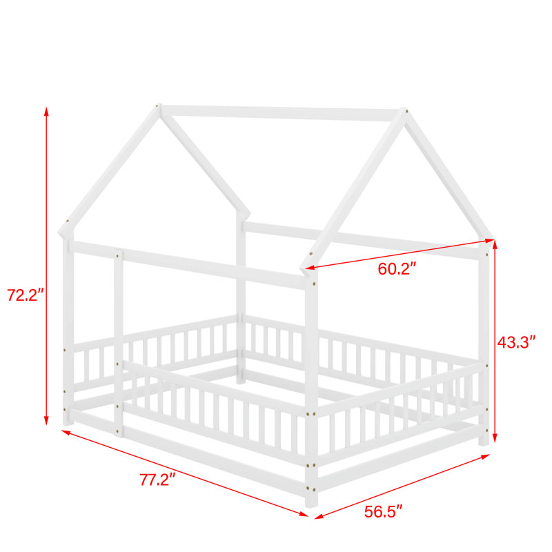 Lit en bois avec toit House House, Lit double, Blanc