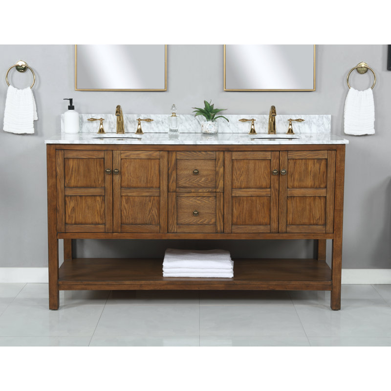 Amyra Hoefer 60" Double Bathroom Vanity Set, Coffee