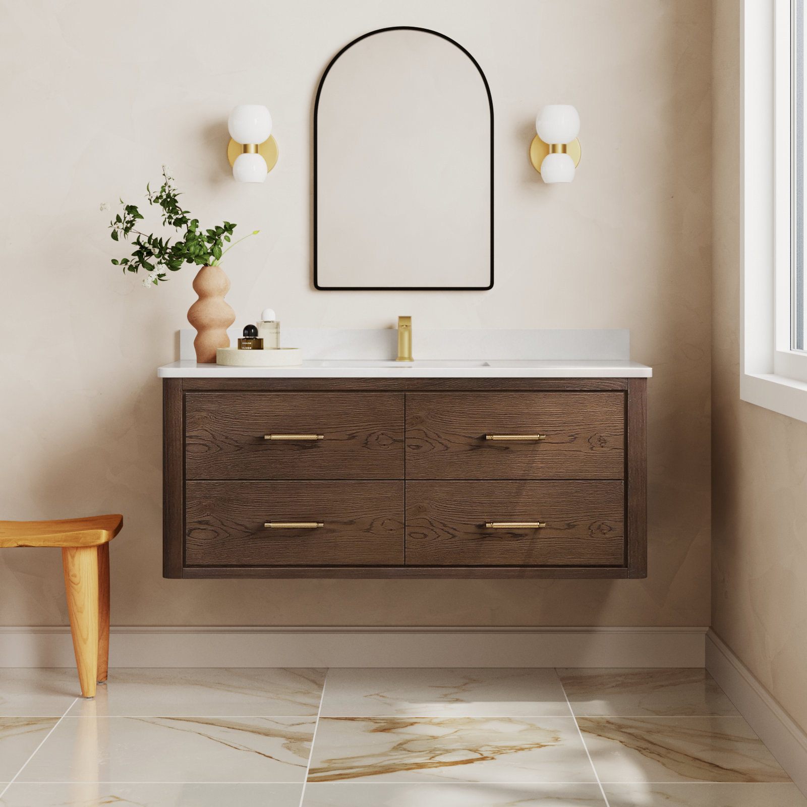 Cristo 48'' Single Bathroom Vanity, Dark Brown Oak