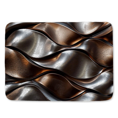 Metal waves Bath Mat Abstract Bathroom Decor Futuristic metallic