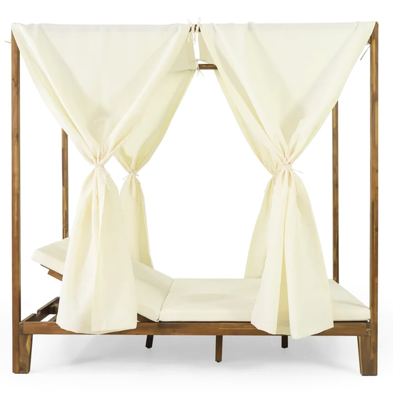 Lit de jour charmant, éléments d'eau, siège confortable, lit de jour à structure en bois avec attrait extérieur, caractéristiques imperméables, chaises longues,