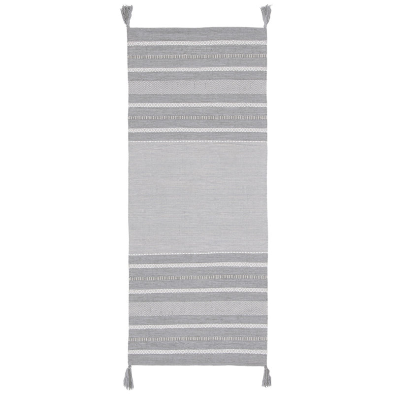 Zoltán Hand Woven Cotton Rug, Runner 2'3" x 8'