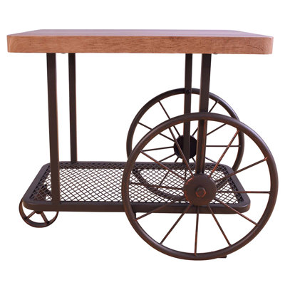 Table de bout Francie, finition chêne et gris antique