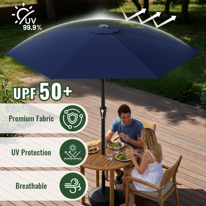  9 ft Patio Umbrella Outdoor Market Umbrella with Crank Lift,Sun Shade Cover for Garden, Deck, Poolside , Navy