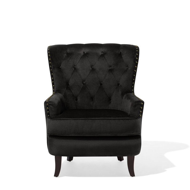 Crumpton Upholstered Wingback Chair, Black