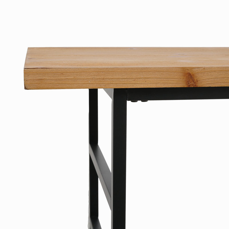 Console 48 po x 16 po x 32 po à 2 niveaux en bois et fer avec structure noire et tablette de rangement, industrielle / moderne / minimaliste