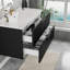 Meuble-lavabo mural 36 po avec lavabo en céramique, 2 tiroirs, finition noire mate, design cannelé flottant, moderne