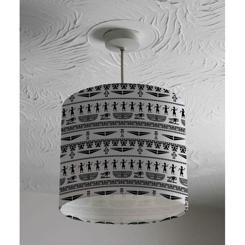 Tribal Egyptian Art 22cm H Cotton Drum Pendant Shade ( Uno )