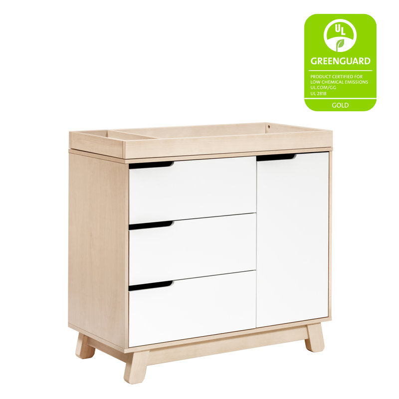 Hudson 3-Drawer Changer Dresser with Removeable Changing Tray, Washed Natural/White