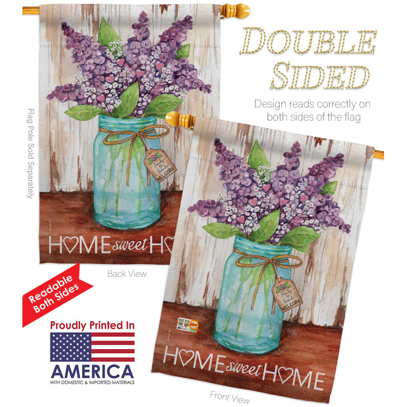 Pot en polyester 2 côtés 40 x 28 po welcome lilacs home ensemble de drapeau