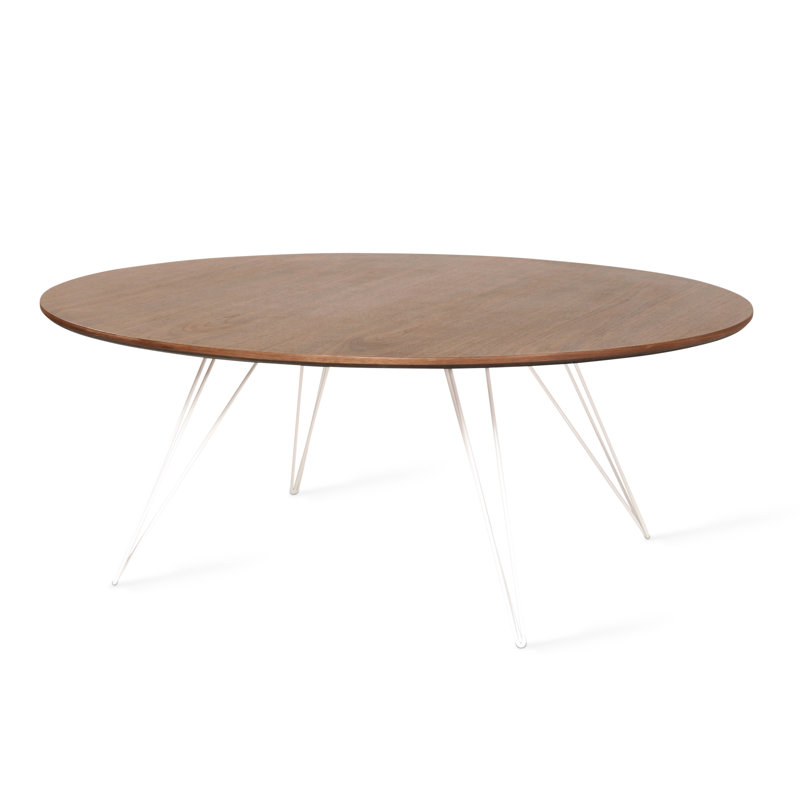 Williams Single Coffee Table, 18" H x 46" L x 46" W, White, Walnut