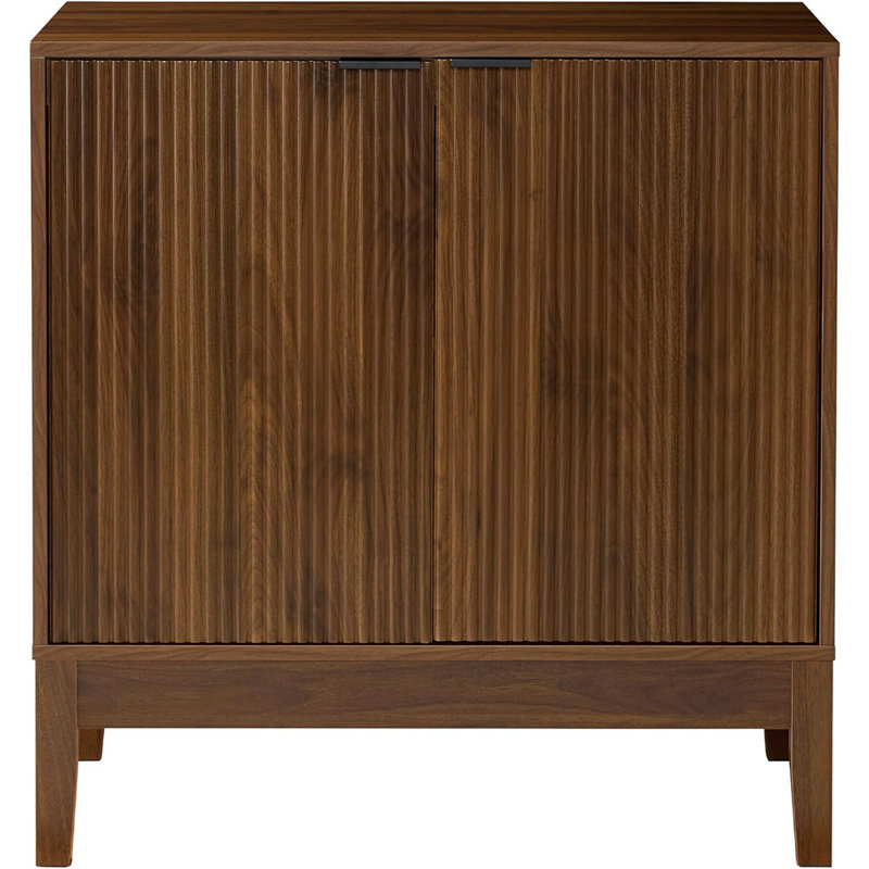 Armoire de rangement moderne à 2 portes, buffet, buffet, armoire multimédia, armoire, table d'appoint, bibliothèque avec panneaux Reeded et tablettes réglables - noyer
