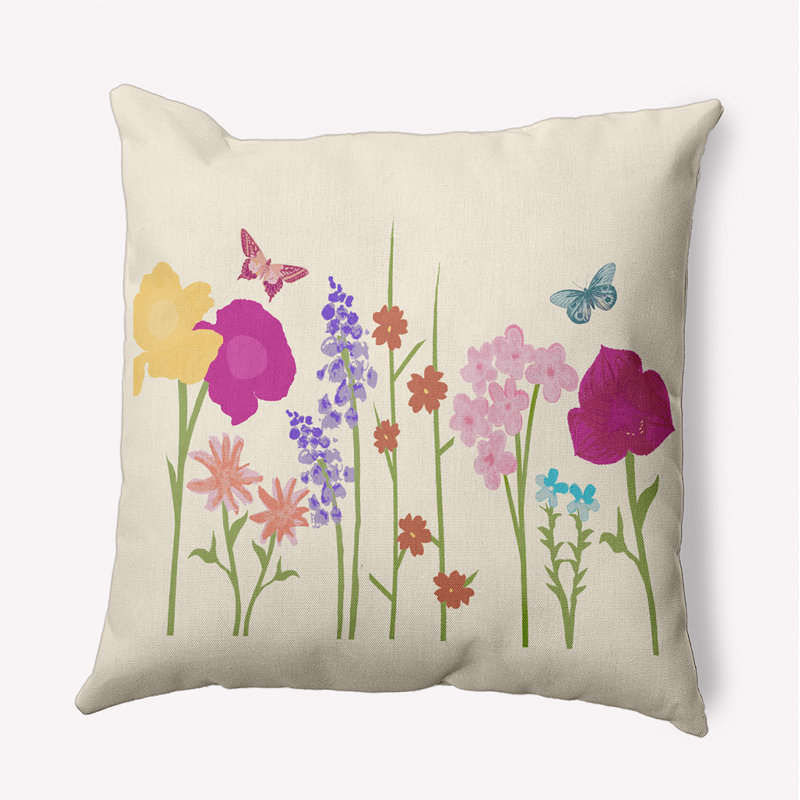 Coussin floral réversible Flower Power, Floral jonquille, H 20 po x l 20 po