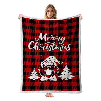 JYK Christmas Flannel Fleece Throw Blanket, Lightweight, Breathable, Soft Cozy Warm Plush Microfiber, 30"x40",  Gnome Tree Silhouette