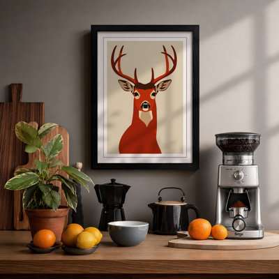 Deer in Geometry Geometric - Framed Print