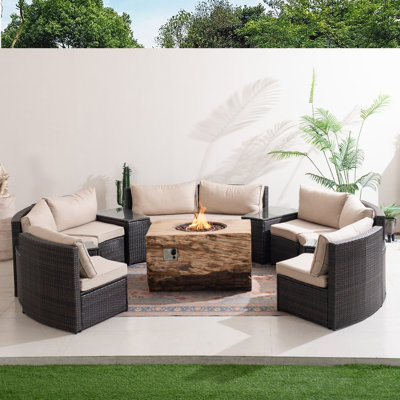 8-Person Rattan Sectional Seating Group With Cushions