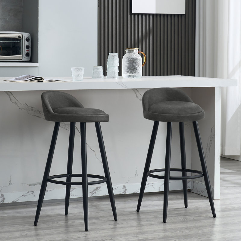 Ackeron Upholstered Counter Stool with Metal Frame, Anthracite