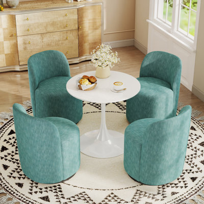 Ensemble de table de salle à manger moderne avec 2/4 chaises pivotantes, une table ronde de 31,5 po et des chaises en tonneau à 360 degrés pour la salle à manger de cuisine