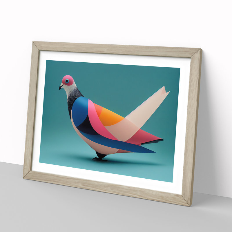 Abstract Pigeon Bird Vol.3 - Framed Print, 46cm H x 64cm W x 2cm D, Oak