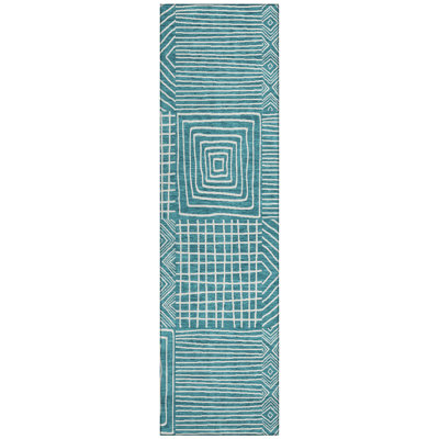 Junia Teal Washable Indoor-Outdoor Rug - 