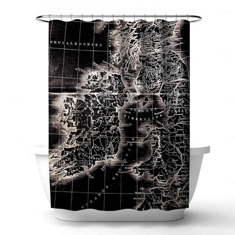 Shower Curtain CI105 – Polyester Shower Curtain, Dye Sublimation Print, 71" W × 74" L