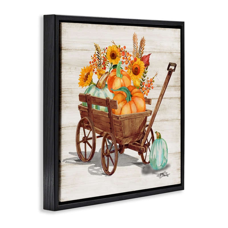 "Farm Harvest Wagon", art mural sur toile par Paul Brent, Cadre flottant noir de jais, H 25 po x l 25 po