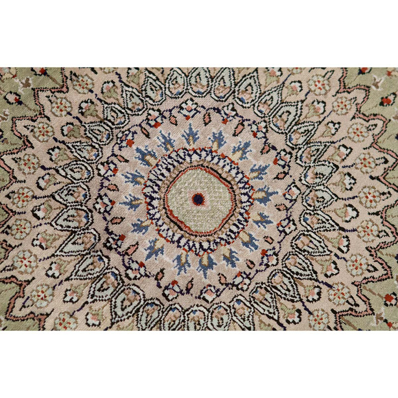 Tapis oriental noué à la main ivoire / brun