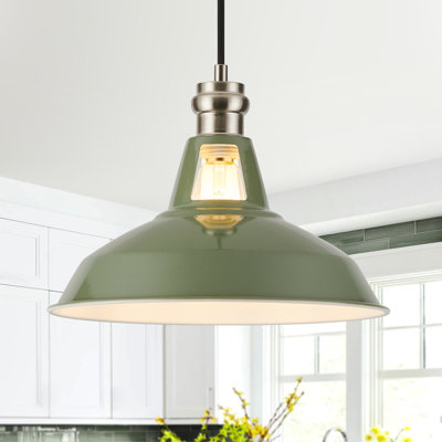 Luminaire suspendu moderne à 1 lumière à intensité variable avec abat-jour en métal Gollenberg
