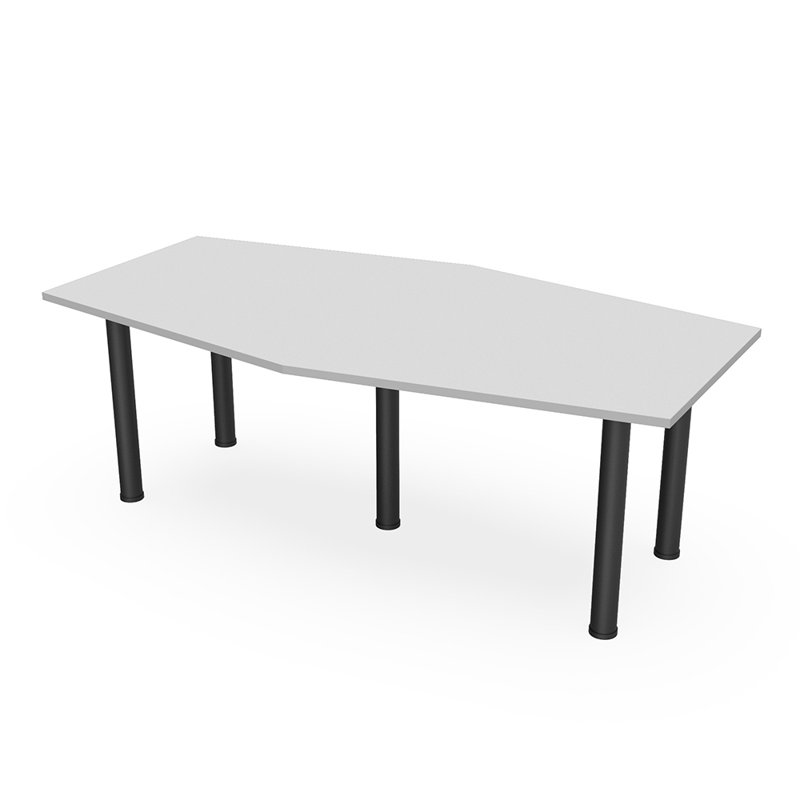 Table hexagonale avec pieds Nyemia, Brouillard gris, Noir mat, L 84 po x l 48 po
