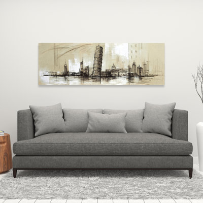 Pise Tower Sketch - Industrial Canvas for Home Decor