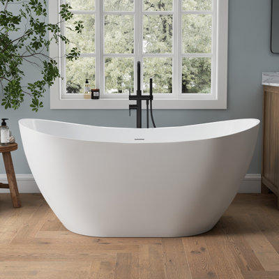 Tidal 60'' Acrylic Freestanding c Soaking Tub with Overflow Drain