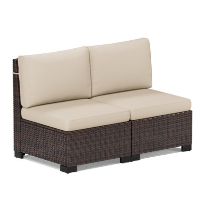2-Person Armless Outdoor Seating Group With Cushions