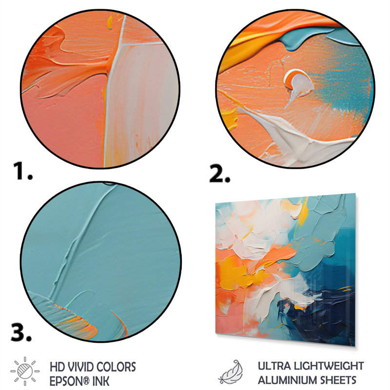Blue And Orange Paint Abstract Expression 4 - Abstract Metal Wall Art, 16" H x 16" W