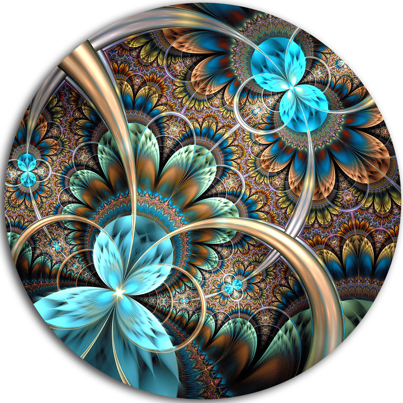 « light blue fractal fleur », impression, H 38 po x l 38 po x P 1 po, Métal