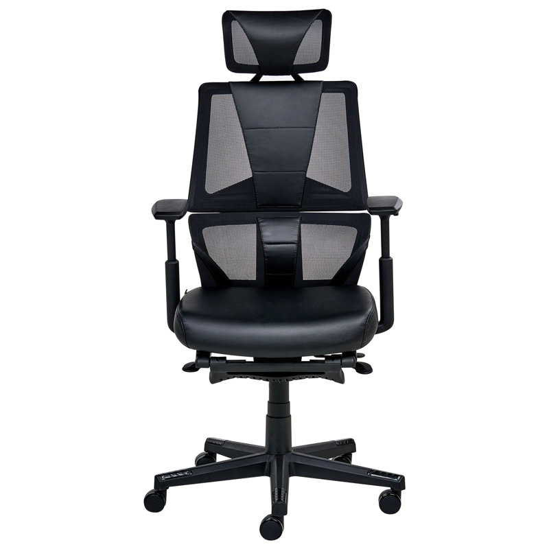 Office Chair Swivel Faux Leather Black