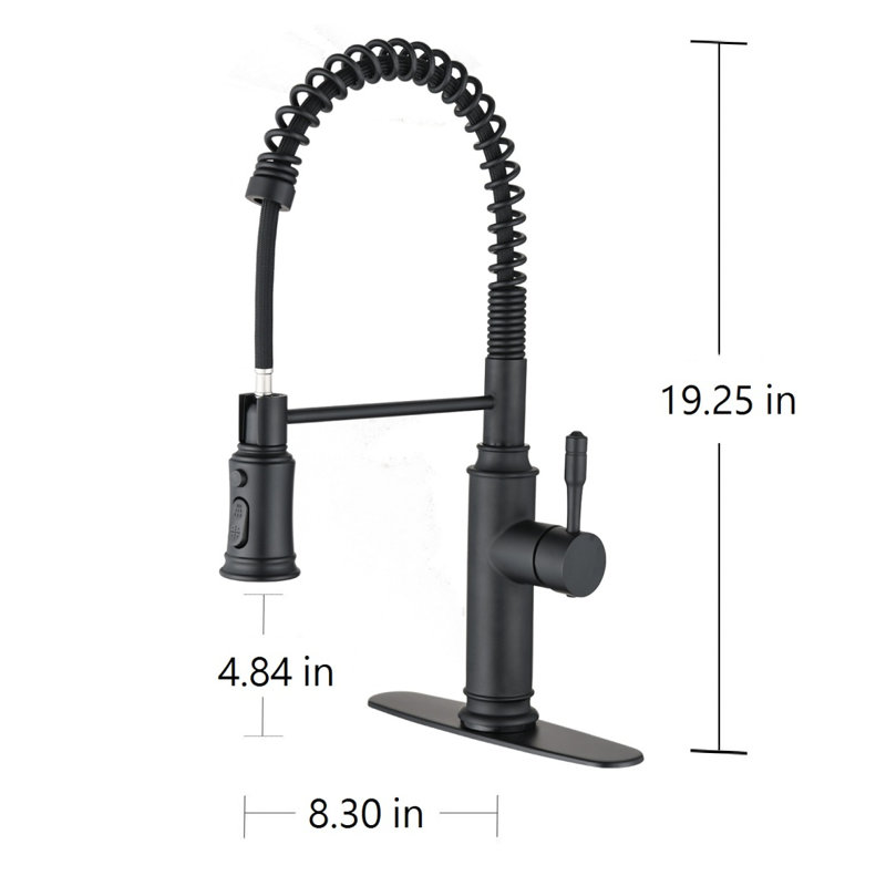 Robinet de cuisine tactile avec douchette extractible, Noir mat