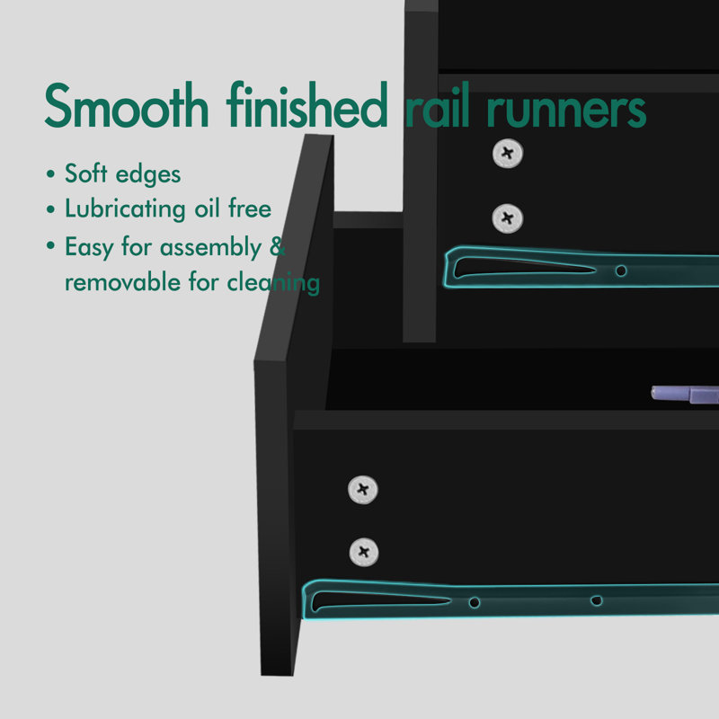 Arens 35cm W Manufactured Wood Bedside Table, Black
