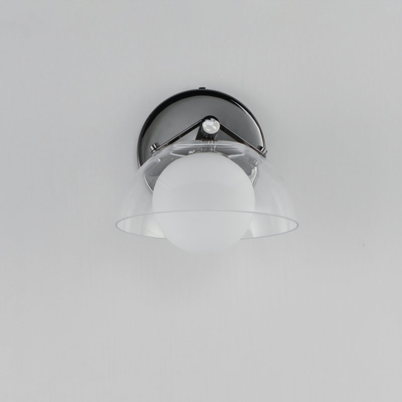 Domain 1 - Light Armed Sconce, Black, Clear