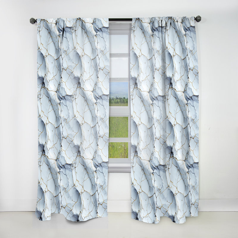 White And Grey Marble Harmony Pattern I - Abstract Marble Curtain - Velvet Room Darkening - 1 Panel, 52" W x 84" L