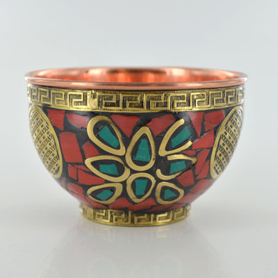 Copper Bowl Flower Of Life Orange 8cm