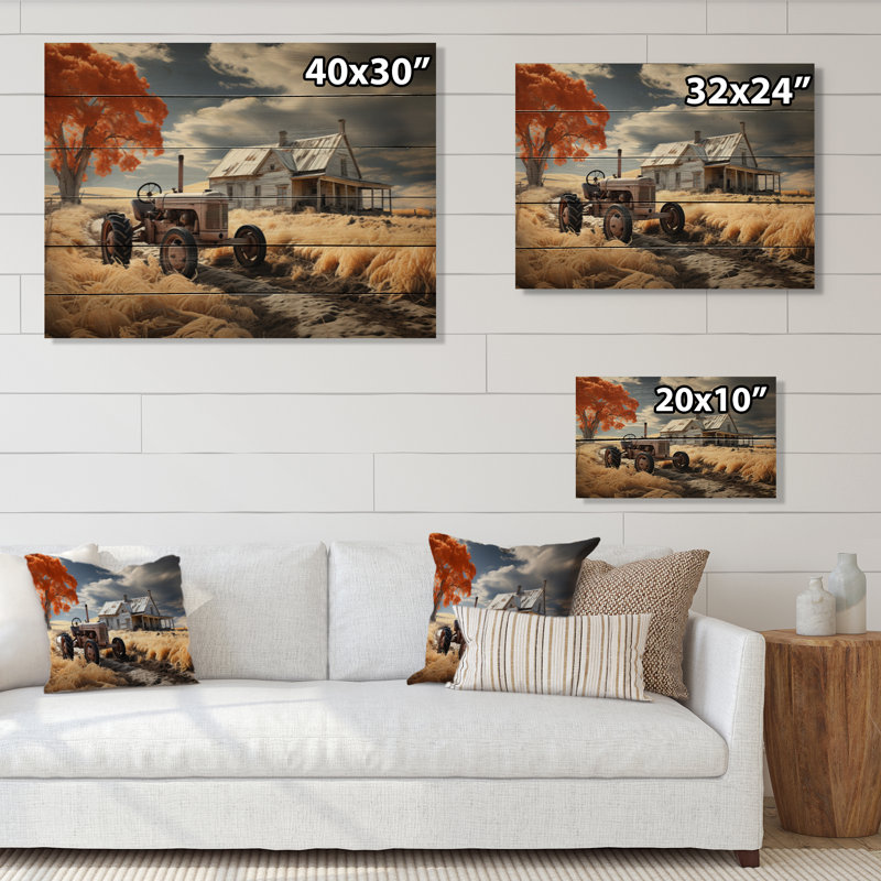 «Farmhouse Tractor», impression sur bois, H 30 po x l 40 po x P 0,78 po