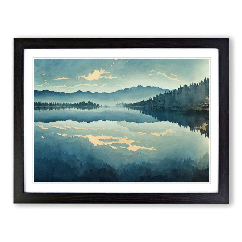 Forest Lake Vol.4 - Single Picture Frame Print, 46cm H x 64cm W x 2cm D, Black Framed
