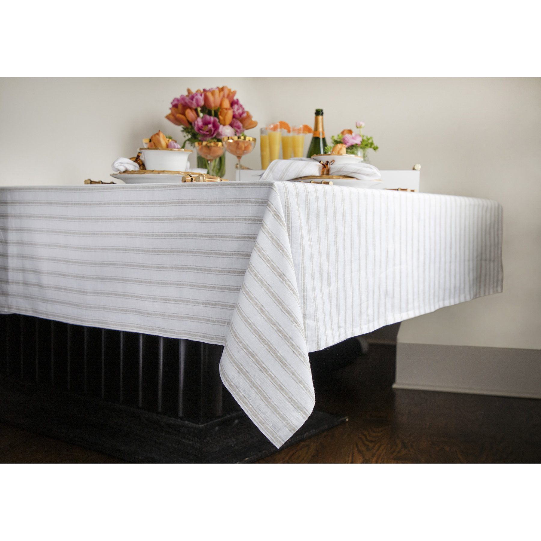 Cabana Stripe - 100% Linen Placemats (Set of 4) Solino Home Color: Natural/White