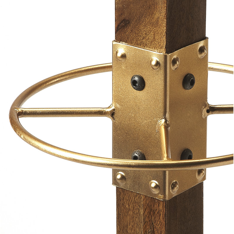 Logan Square 8 - Hook Coat Rack, Antique Gold/Medium Brown
